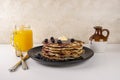 Homemade blueberry pancakes,flapjacks Royalty Free Stock Photo